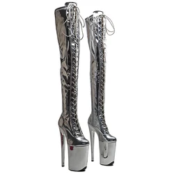 Leecabe   23CM/9inches  Shiny  PU  Upper Fashion trend  platform High Heel stripper heel Pole Dance boot