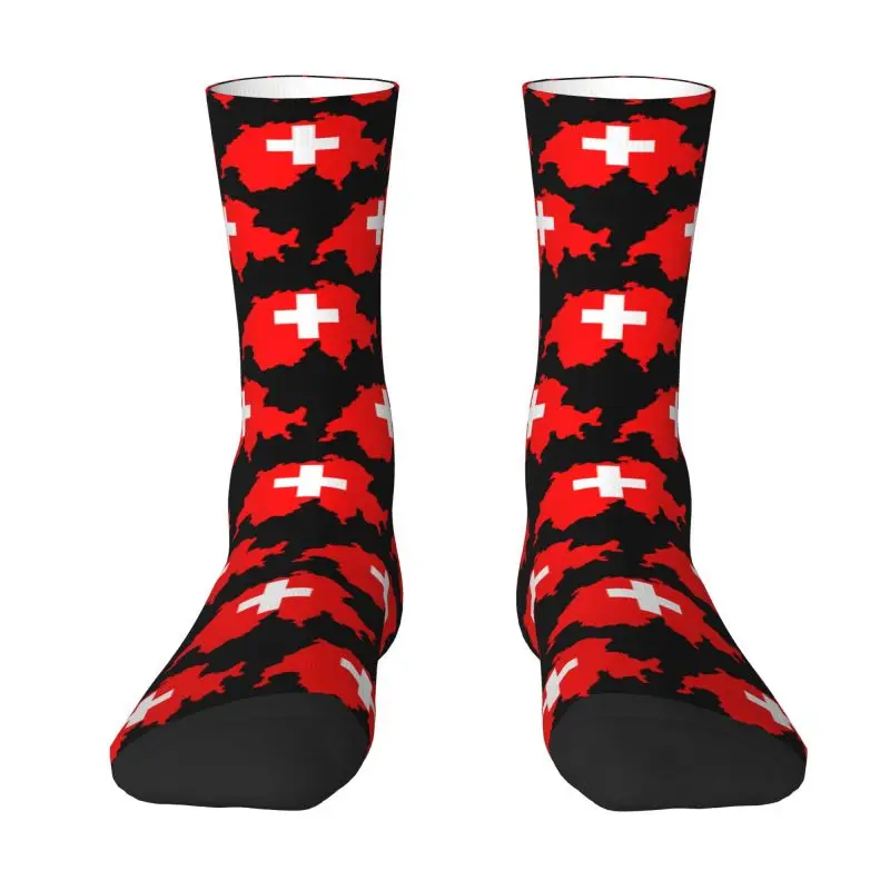 Swiss Map Switzerland Flag Dress Socks Men's Women's Warm Fashion Novelty Crew Socks