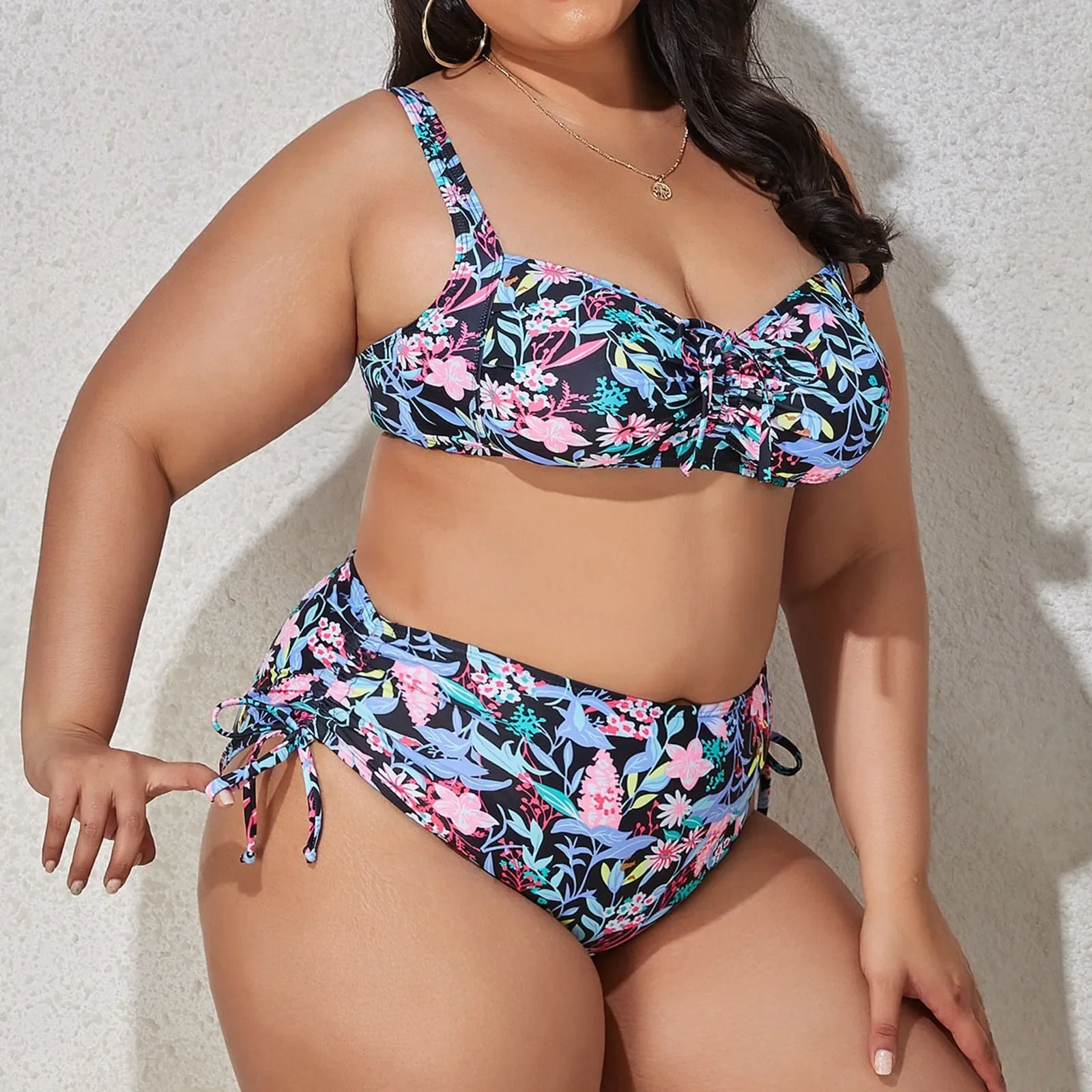 

Flash Patchwork Bathing Suits Beachwear Bathers Women's Sexy Bikini Plus Size Lace Up Color Optional Push Up Swimwear Women