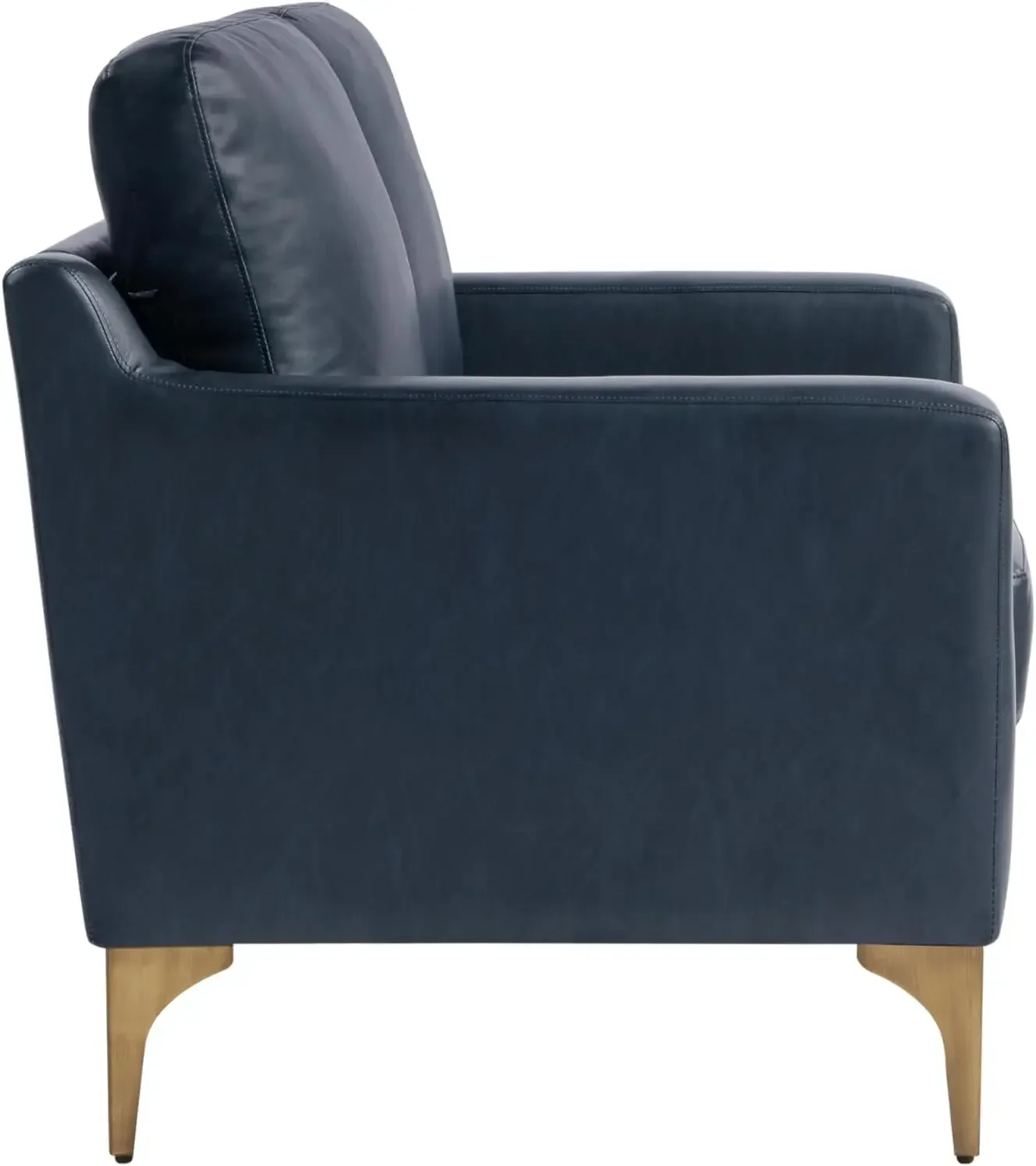Navy Blue Vegan Leather Loveseat Transitional Modern Dreamcoil Comfort Metal Legs