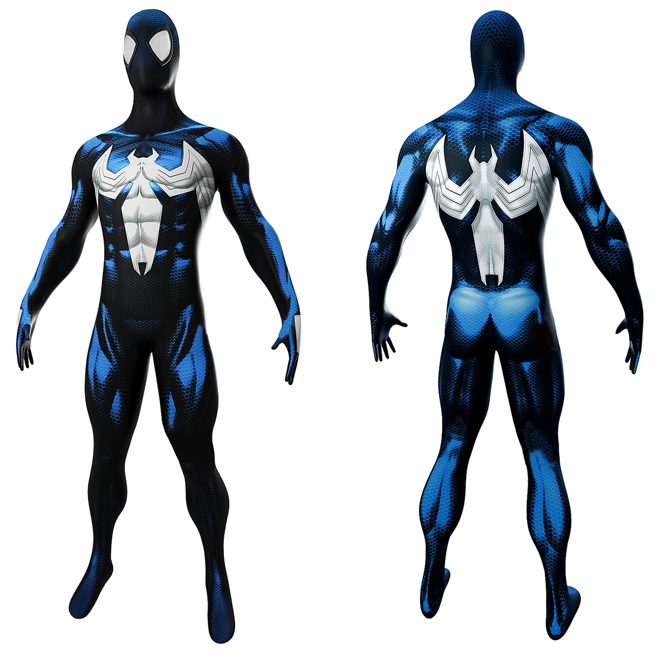 

НОВЫЙ синий костюм Venom Spider 2, симбионт, костюм Человека-паука, костюмы зентай из спандекса с 3D принтом, костюм на Хэллоуин для взрослых