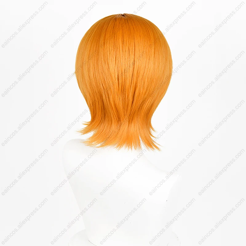 Nami Cosplay Wig 30cm Short Hair Orange Yellow Mixed Color Heat Resistant Synthetic Wig Halloween Party