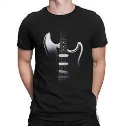Guitar In Darkness Classic T-Shirts for Men Bass Guitar Rock Music Casual Pure Cotton Tees Crewneck T Shirt Graphic Clothing