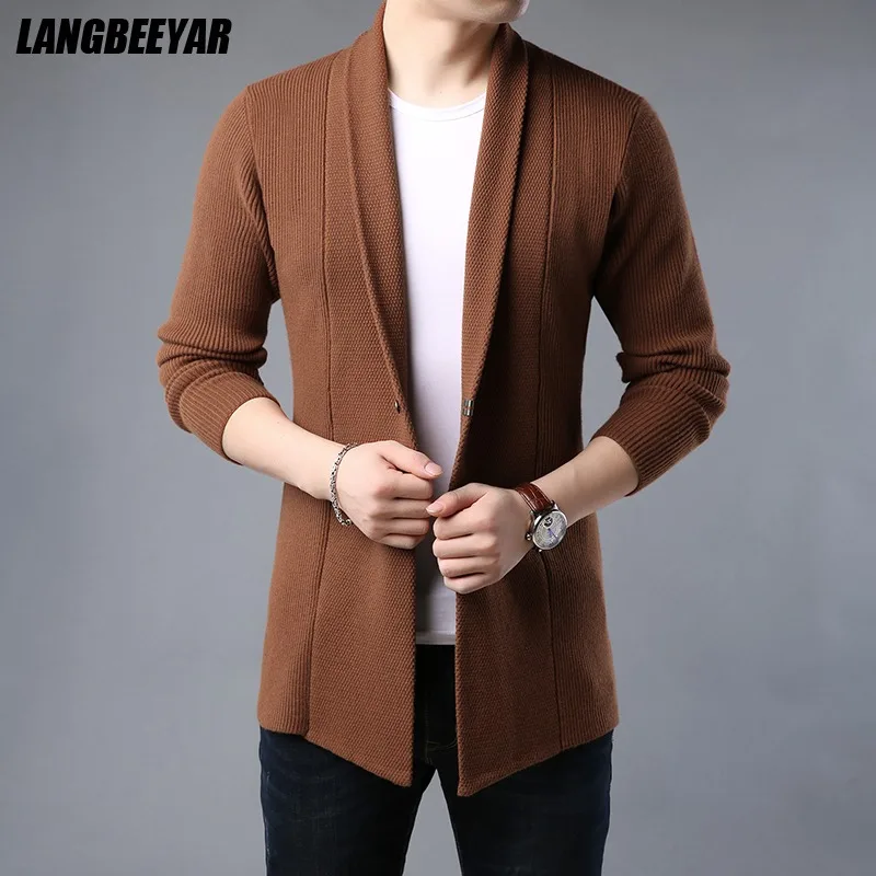 Top Grade New Brand Knit Korean Fashion Cardigan Men Sweater Woolen Casual Long Slim Fit Coats Japanese Jacket Men Clothes