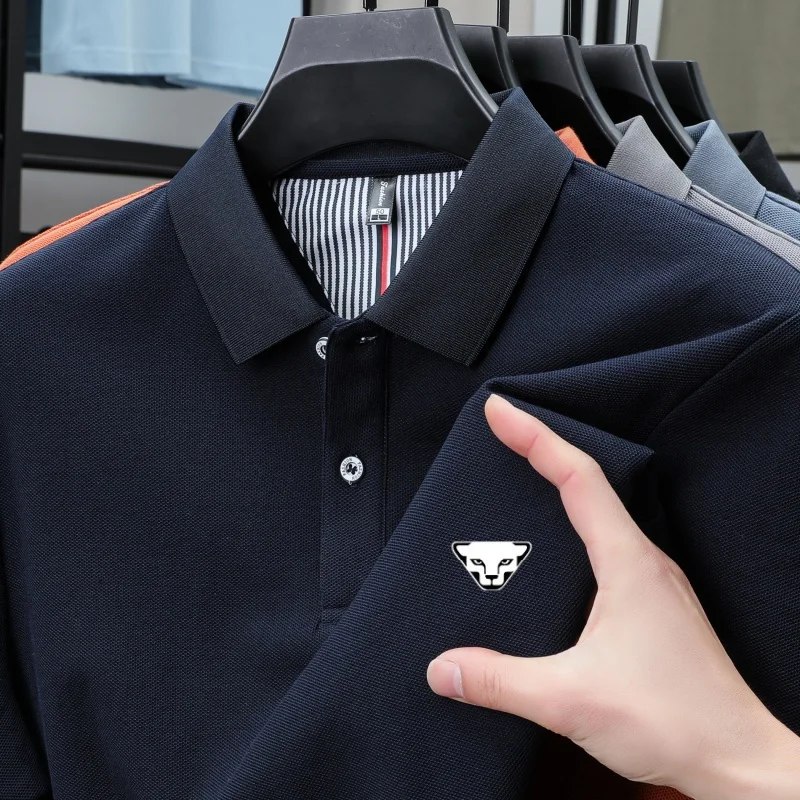 

100% pure cotton men's short sleeved polo shirt high-quality pattern printed collar T-shirt summer fashionable casual luxury top