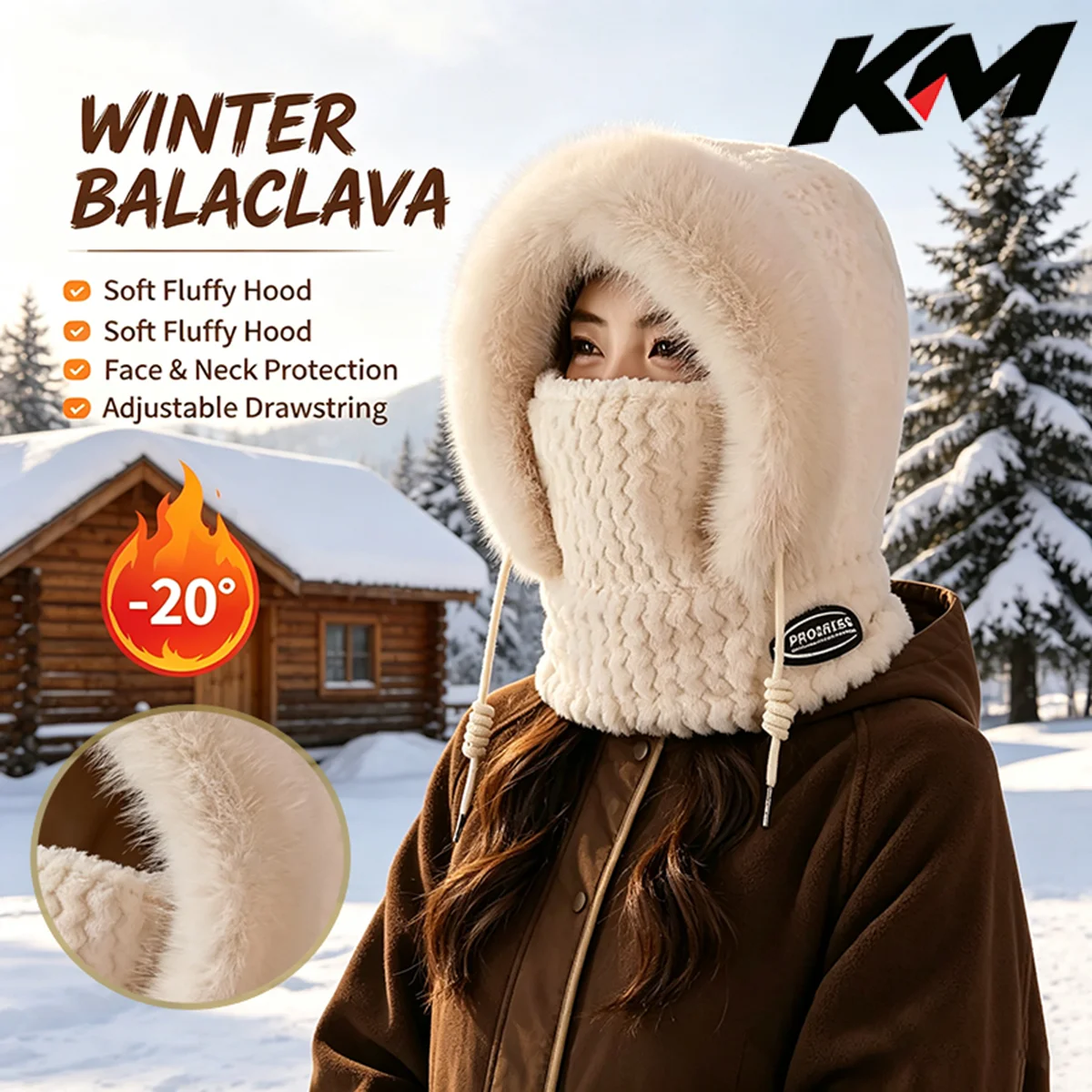 Winter Riding Hat for Women Hood Scarf Mask and Ear Cover Thick Thermal Windproof for Electric Scooter Outdoor Cycling Warmth