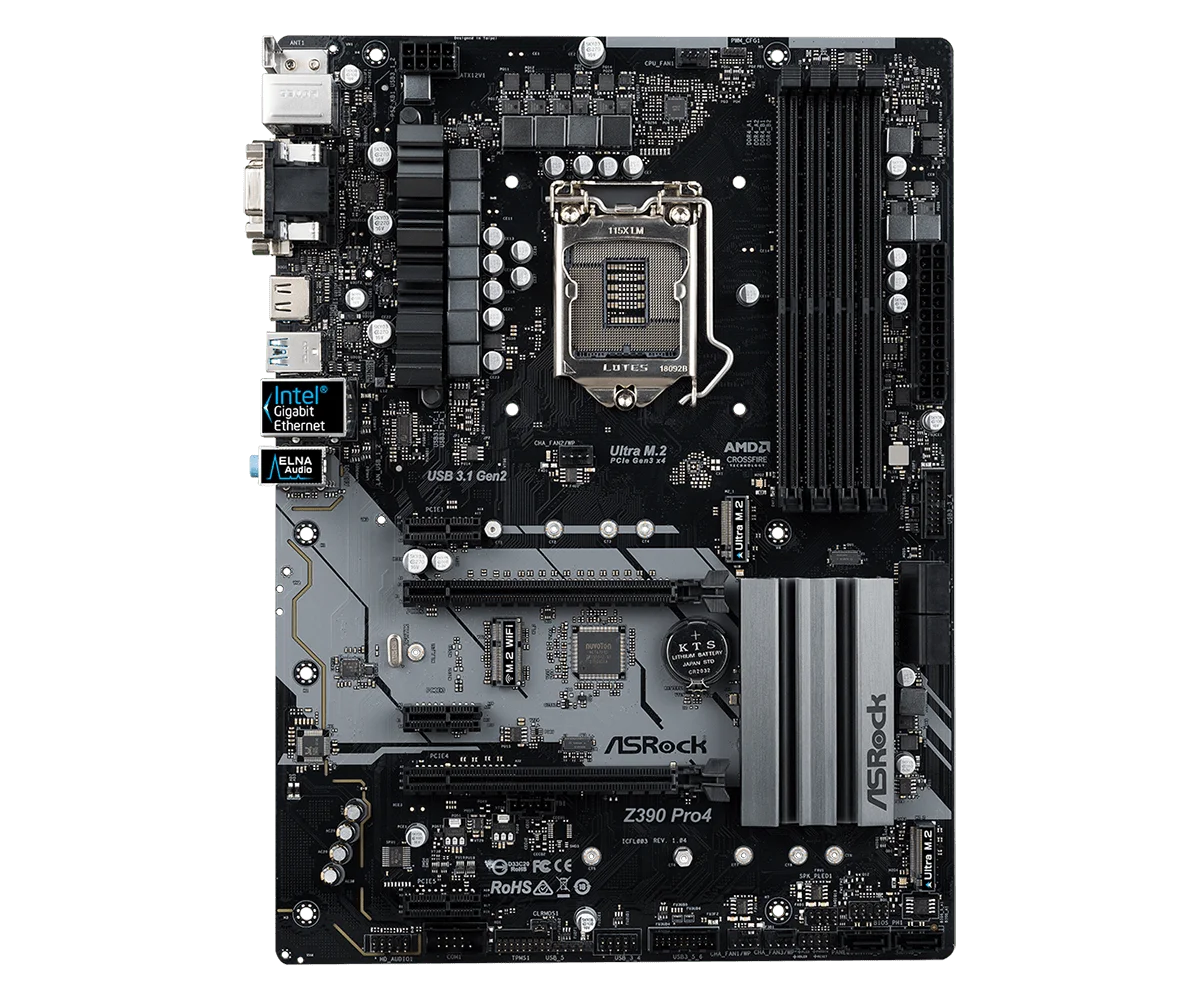 Placa base ASRock Z390 Pro4 Original de escritorio 1151 usada Z390 Socket LGA1151 DDR4 SATA3 USB3.0 M.2