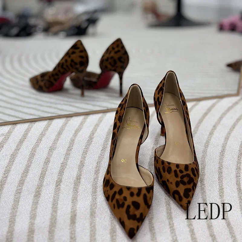 

Women's High-heeled Shoes with Thin Heels Pointed Toes Leopard Print Socialite Wedding Shoes High-end and Elegant High Heels 8CM
