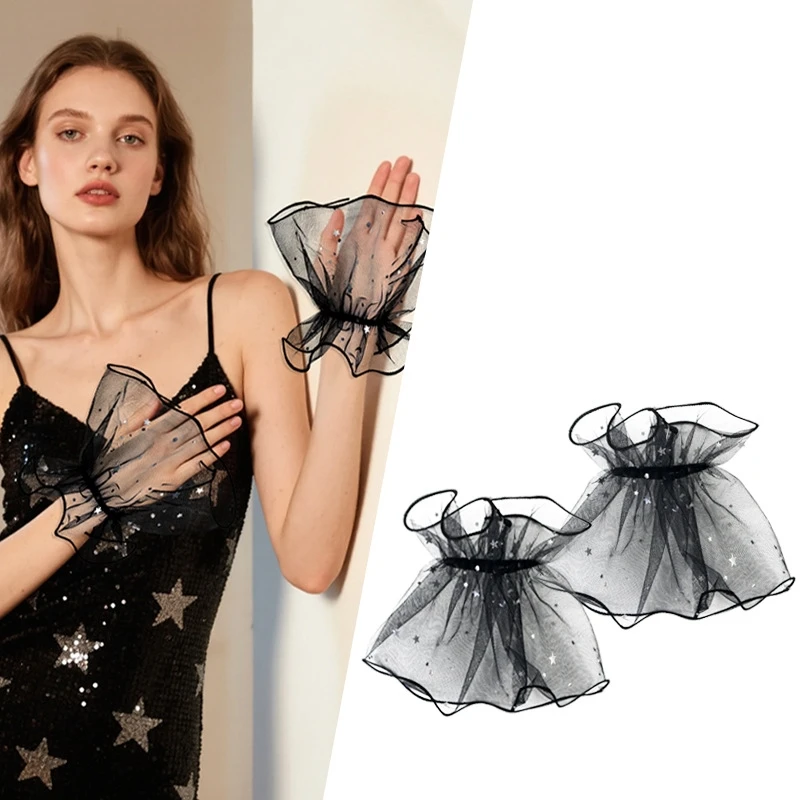 

Тюлевые накладные манжеты, нежные модные аксессуары для рукавов, съемные модные манжеты, этичная сетка, искусственные расклешенные рукава для бальных танцев