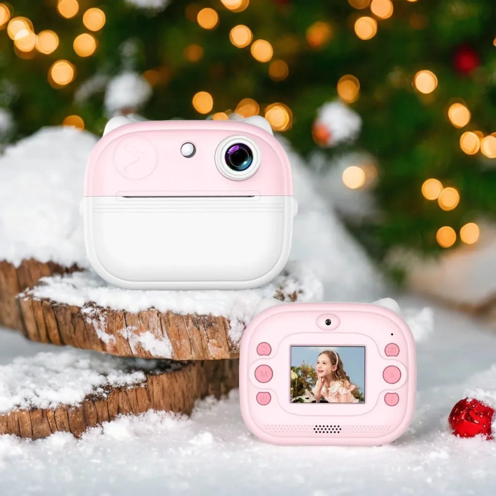 어린이 카메라 즉석 인쇄 미니 디지털 비디오 카메라, 1080P HD 스크린, 야외 장난감 인쇄 감열지, 크리스마스 선물