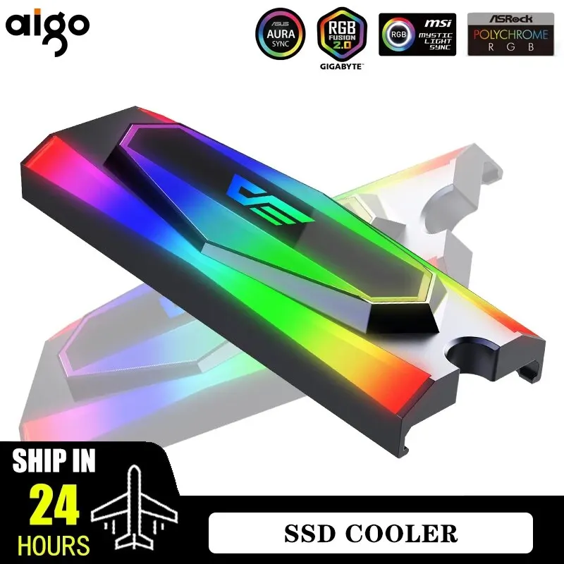 Aigo SSD Heatsink Cooler 5V A- RGB Heat Sink M.2 2280 Solid State Hard Disk Radiator Passive Heat Dissipation Cooling Cooler