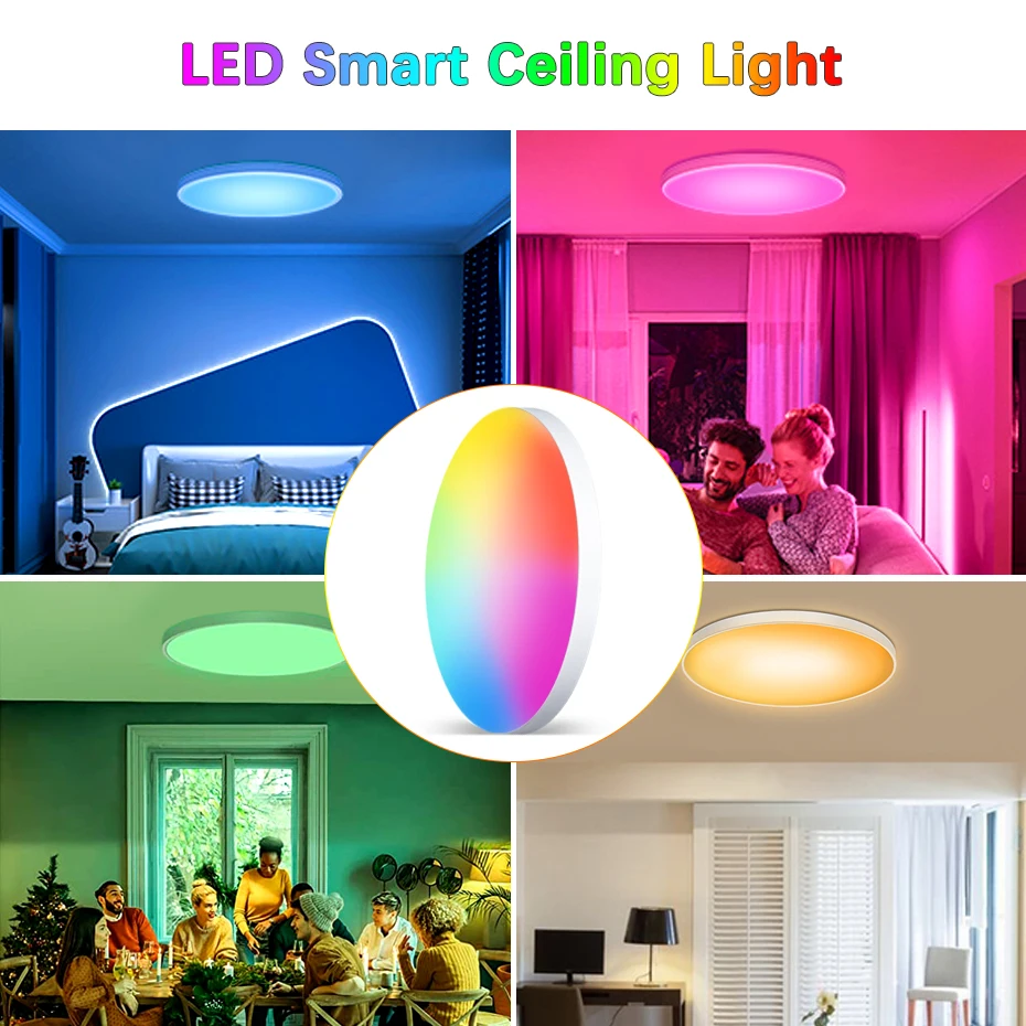 40W Smart LED Ceiling Lamp 220V RGB Dimming Tuya Smart WiFi Control DIY Ceiling Light APP Control for Home Indoor Decoration