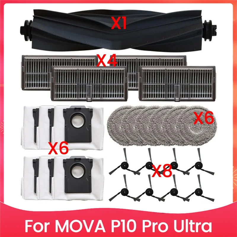 【Hot-Price!】Accessories Kit For MOVA P10 Pro For Ultra Robot Vacuum Cleaner Main Brush Dust Bags Filters, Mop Cloths Kit