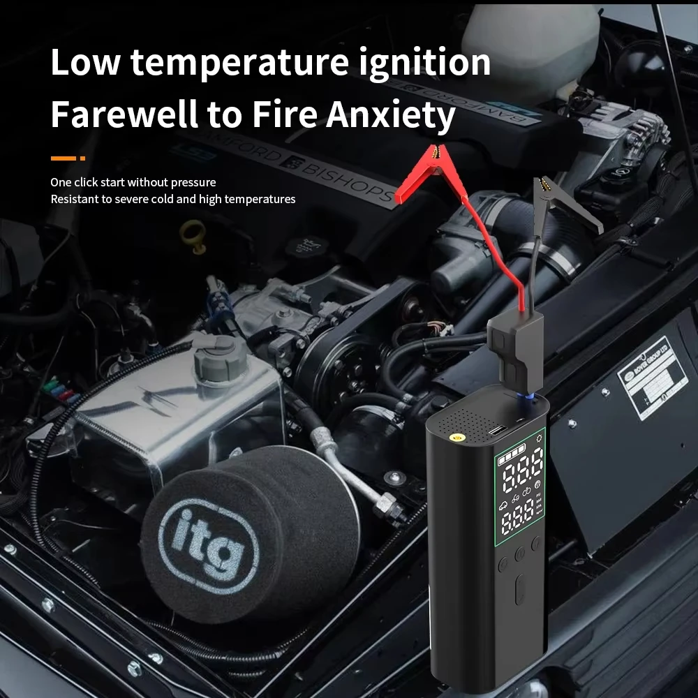 6000mah Starting Device Digital Tire Inflator Air Pump for Bicycle Car Motorcycle Emergency Battery Charger Power Bank 2in1