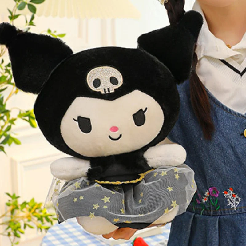 22cm Anime Sanrio Kuromi Plush Toys Kawaii Gold Black KT Cat Stuffed Dolls Soft Throw Pillow Birthday Party Gift For Girl