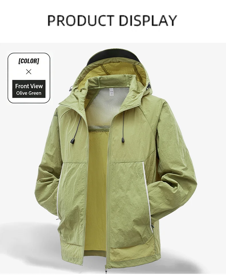 LNGXO Unisex Sun Protection Jackets Summer Waterproof Quick Dry Reflective Coat Camping Hiking Climbing Lightweight Windbreaker