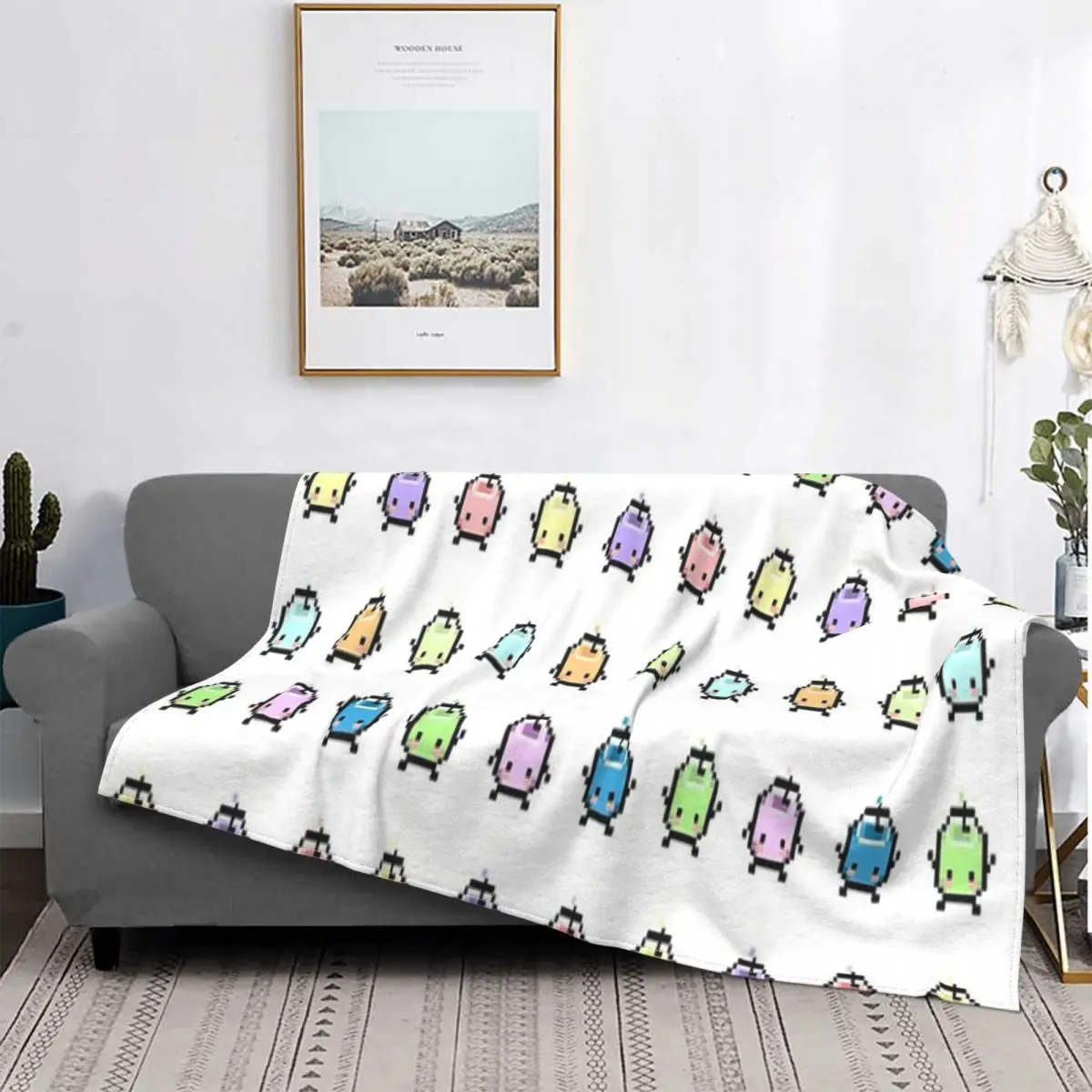 Manta a cuadros de Stardew Valley para el hogar, colcha con capucha, textil de lujo, color Pastel, Junimos