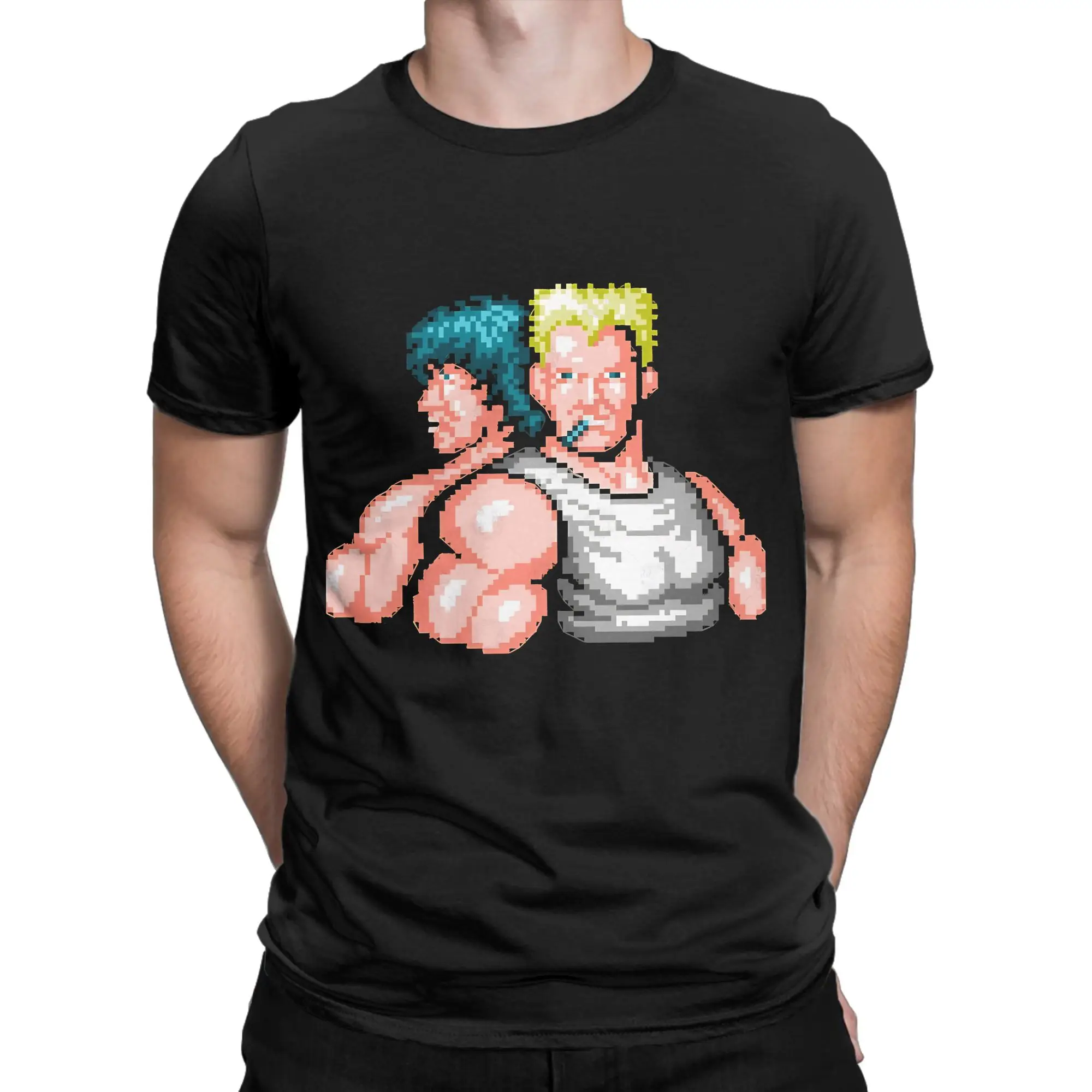 Bill and Lance   Oversized Shirt Novelty Graphic 100% Cotton T-Shirt Contra NES Tops Tees For Men