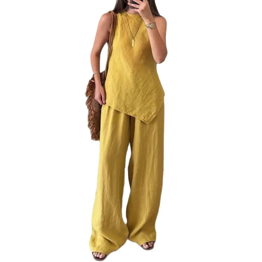 طقم سراويل نسائية صيفية غير رسمية مكون من قطعتين طقم نسائي من القطن أطقم كوستيم ЖеСыыыыыыыыыыы ЖМСМВФВФВФС