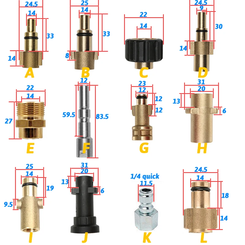 High Pressure Washer Connector Adapter for connecting AR/Interskol/Lavor/Bosch/Huter/M22 Lance to Karcher Gun Female Bayonet