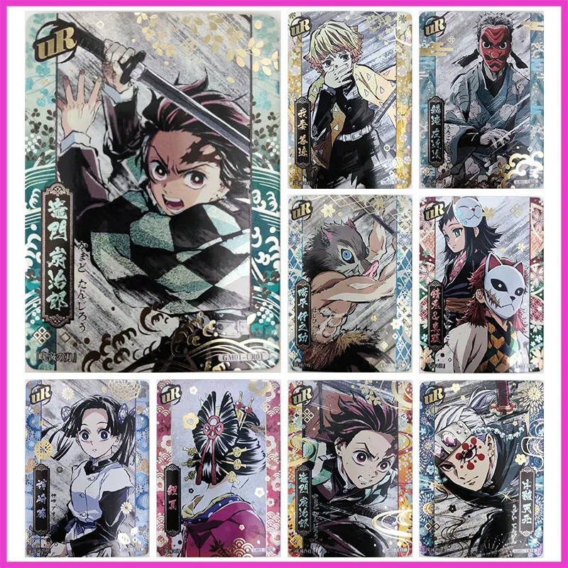 Anime Demon Slayer Rare UR Refraction Game Collectible Card Uzui Tengen Tanjirou Kanzaki Aoi Sabito Toy for boy Birthday Present