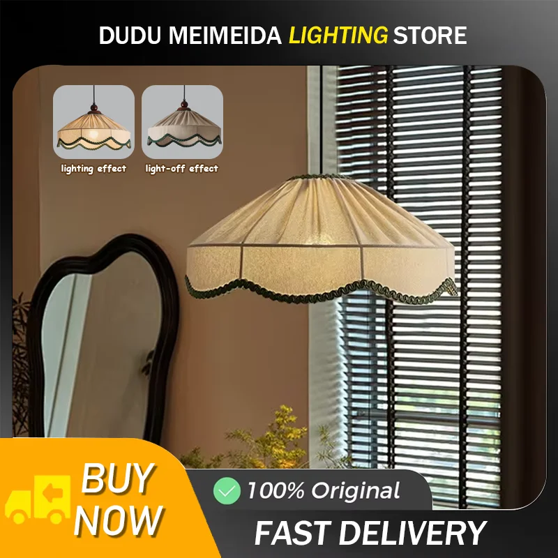 French Minimalist Fabric Art LED Chandelier Dining Bedroom Study Suspension Nordic Pendant Light Home Decor Hanging Lamp E27