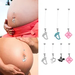 1PC Fashion Surgical Steel Women Pregnant Belly Button Rings Navel Piercing Dangle Baby Feet Piercing Ombligo Body Jewelry