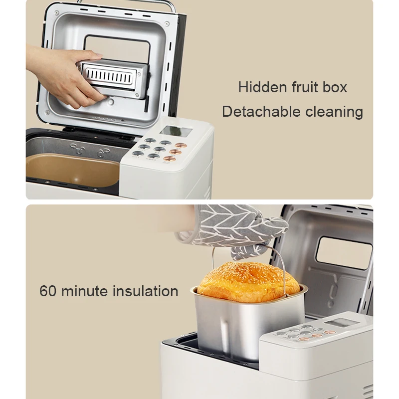 Multifunctional Automatic Feeding Fruit Cake Bread Baking Machine Timer Electric Yogurt Ice Cream Maker Toaster Fermenter 1000g