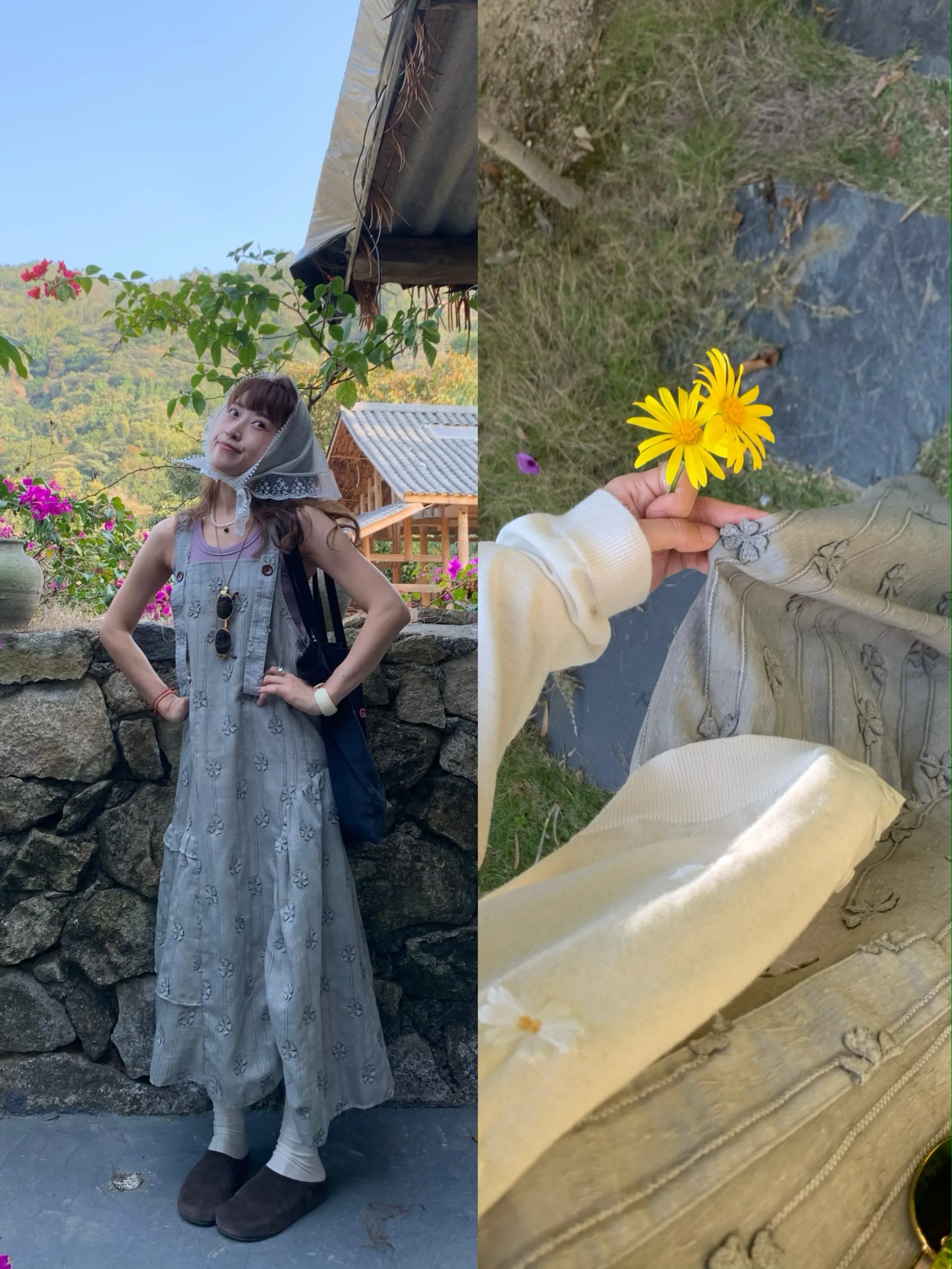 

Yangziloo Spring 2026 Casual Style Off-Shoulder Gown with 3D Floral Design Asymmetrical A-Line Dress for Women