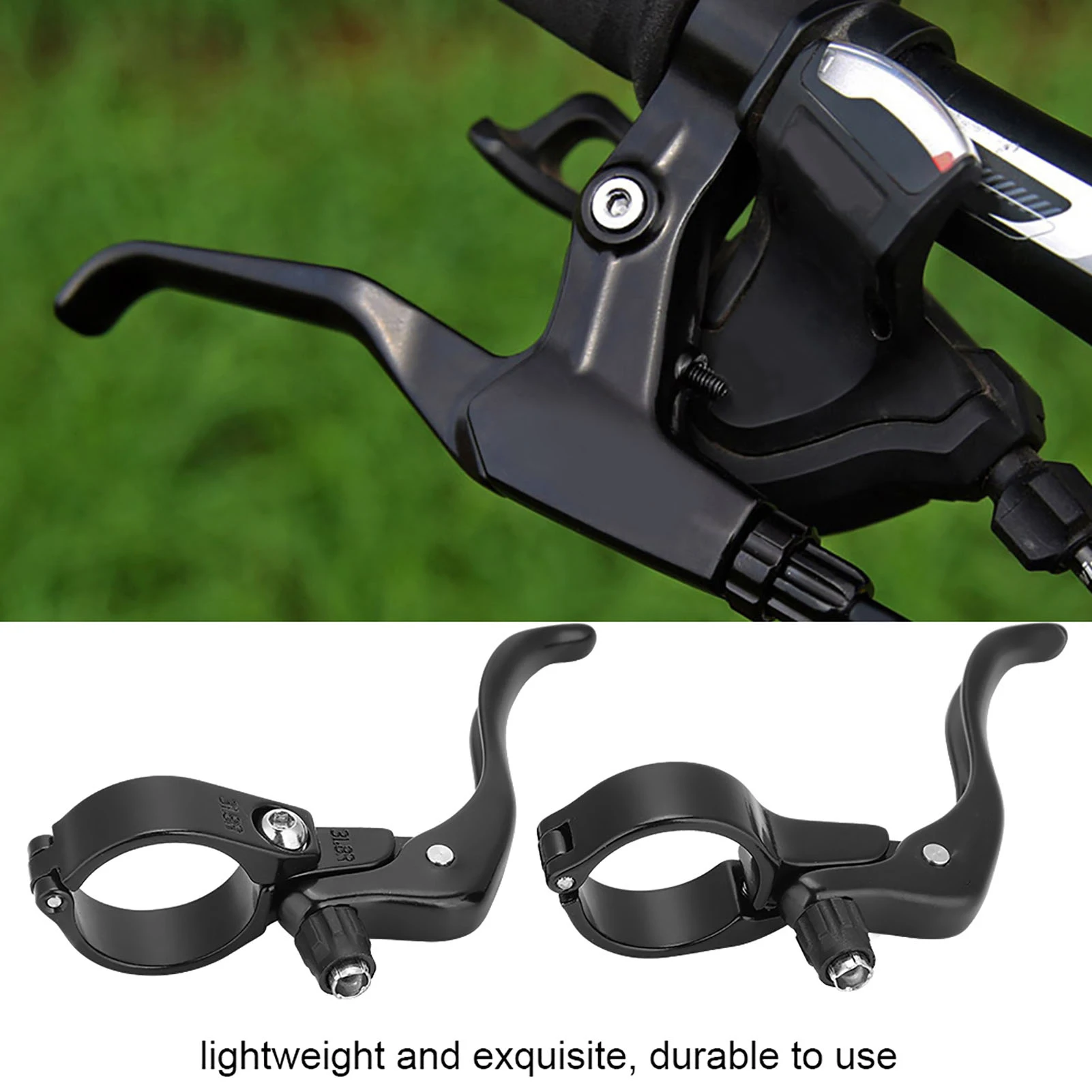 Lightweight Aluminum Alloy Road Bike Bicycle Brake Lever Set 31.8mm 1 Pair Accessory(Black)