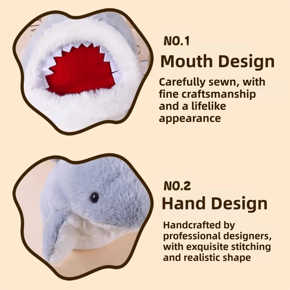 Children Gift 20cm Size Shark Hand Puppet Cute Cartoon Interactive Open Mouth Simulated Shark Stuffed Animal Educational