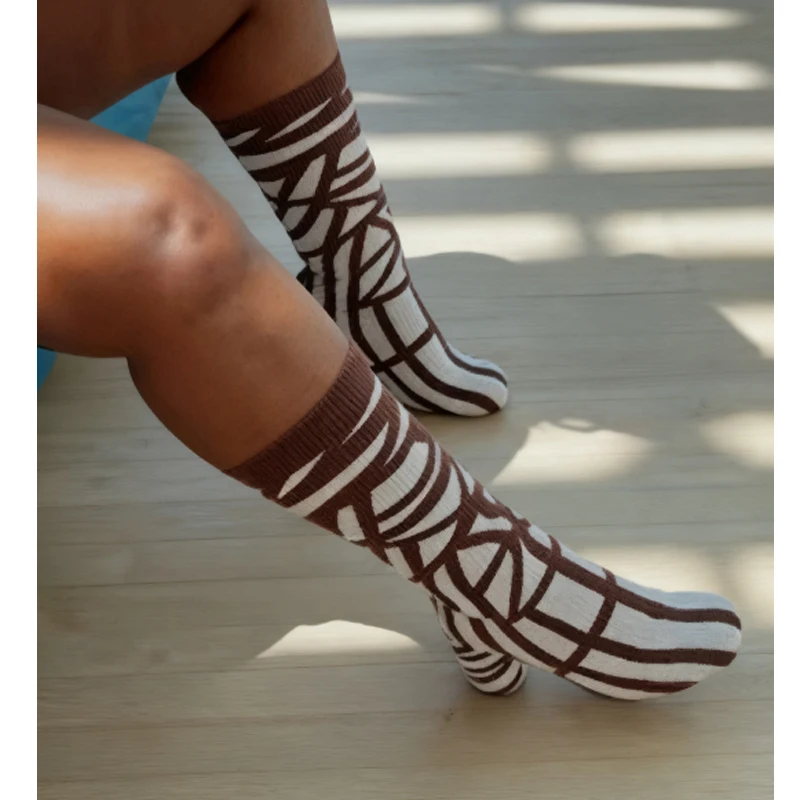 Striped Knit Round Heel Elastic Mid-Calf Boots Woman Winter 2026 Zebra Print Round Toe Chunky Heel Short Boots Fashion High Heel