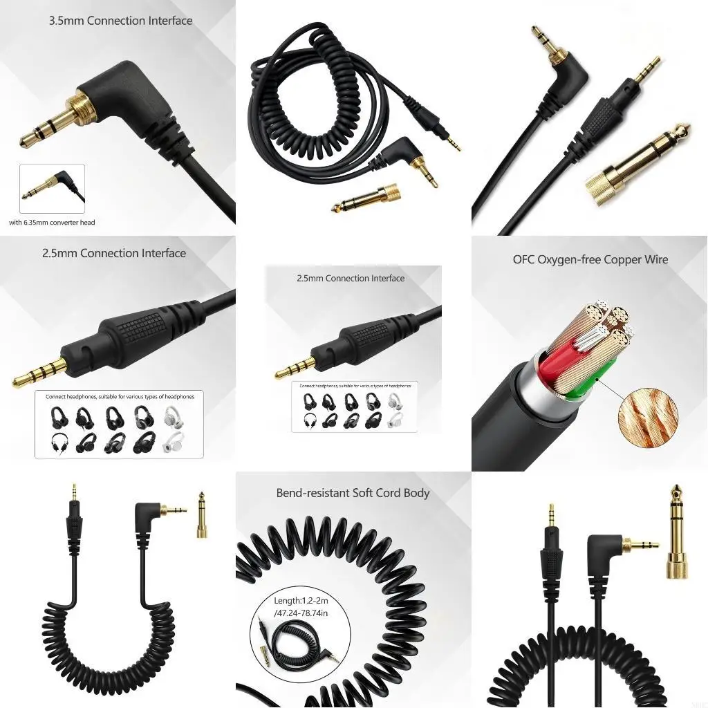 Cable resistente y confiable para auriculares HDJX5 HDJCUE1BT Cable 3,5 mm a 6,35 mm para uso en estudio en