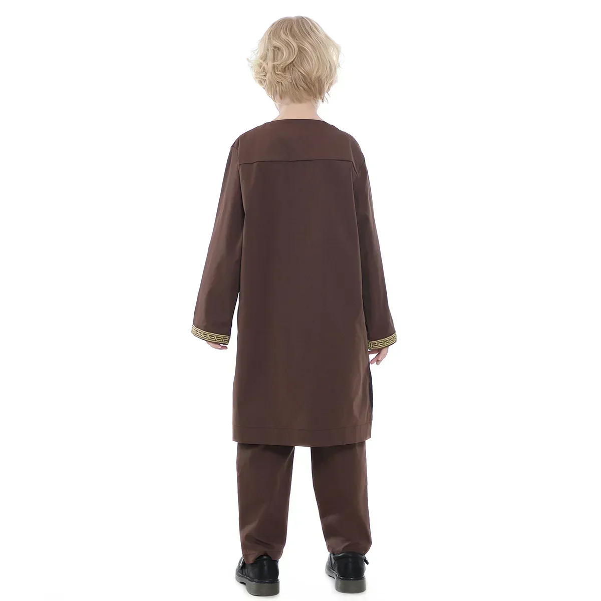 Teen Muslim Kids Boys Jubba Thobe Robes Arabic Islamic Middle Eastern Dubai Saudi Caftan Long Sleeve Ramadan Dishdasha Clothing
