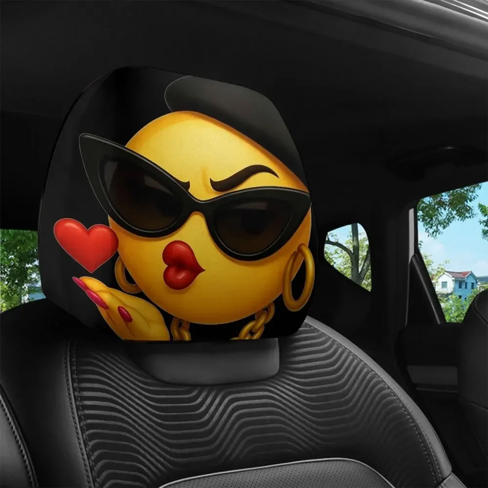 2pcs Cartoon Fun Headrest Covers, Easy To Install Car Atmosphere Seat Protection Headrest Covers