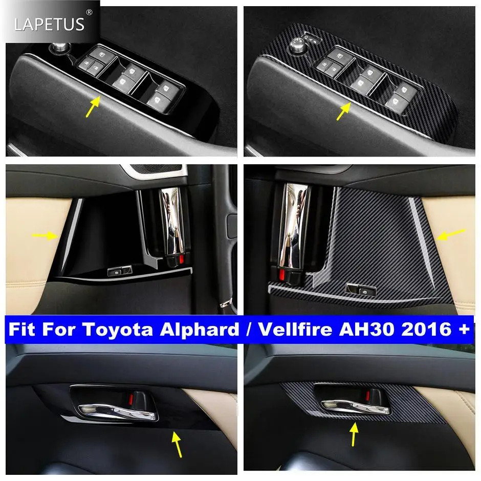 

ABC Carbon Fiber / Black Auto Door Handle Bowl Glass Lift Switch Panel Cover Trim For Toyota Alphard / Vellfire AH30 2016 - 2022