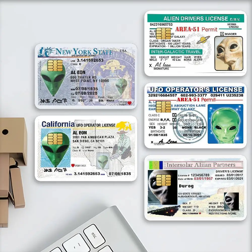UFO OPERATOR LICENSE Waterproof Card Stickers For Credit Cards Debit Cards And Transit Cards 4pcs