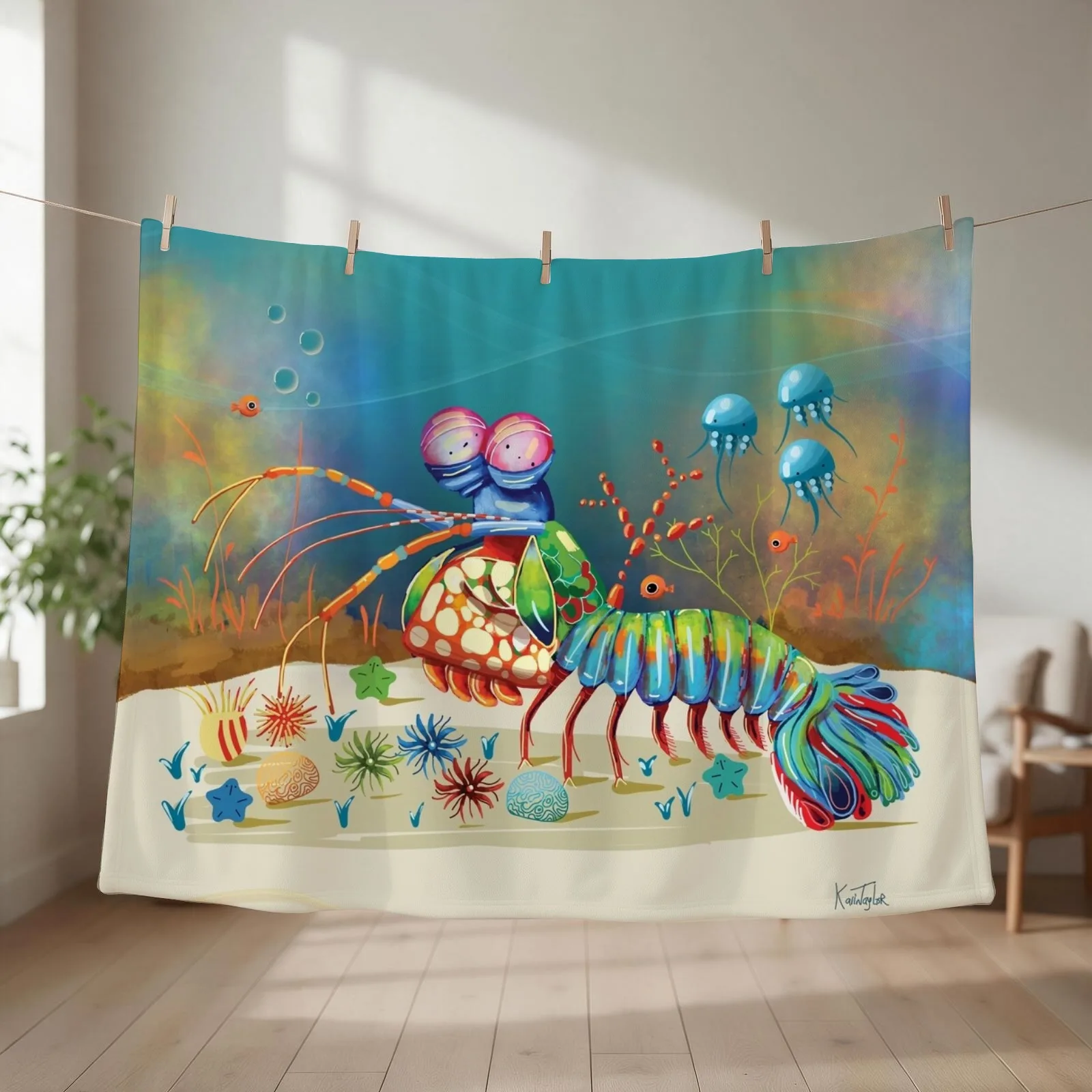 Peacock Mantis Shrimp Throw Blanket Polar Warm Flannel Fabric Blankets For Sofas Blankets