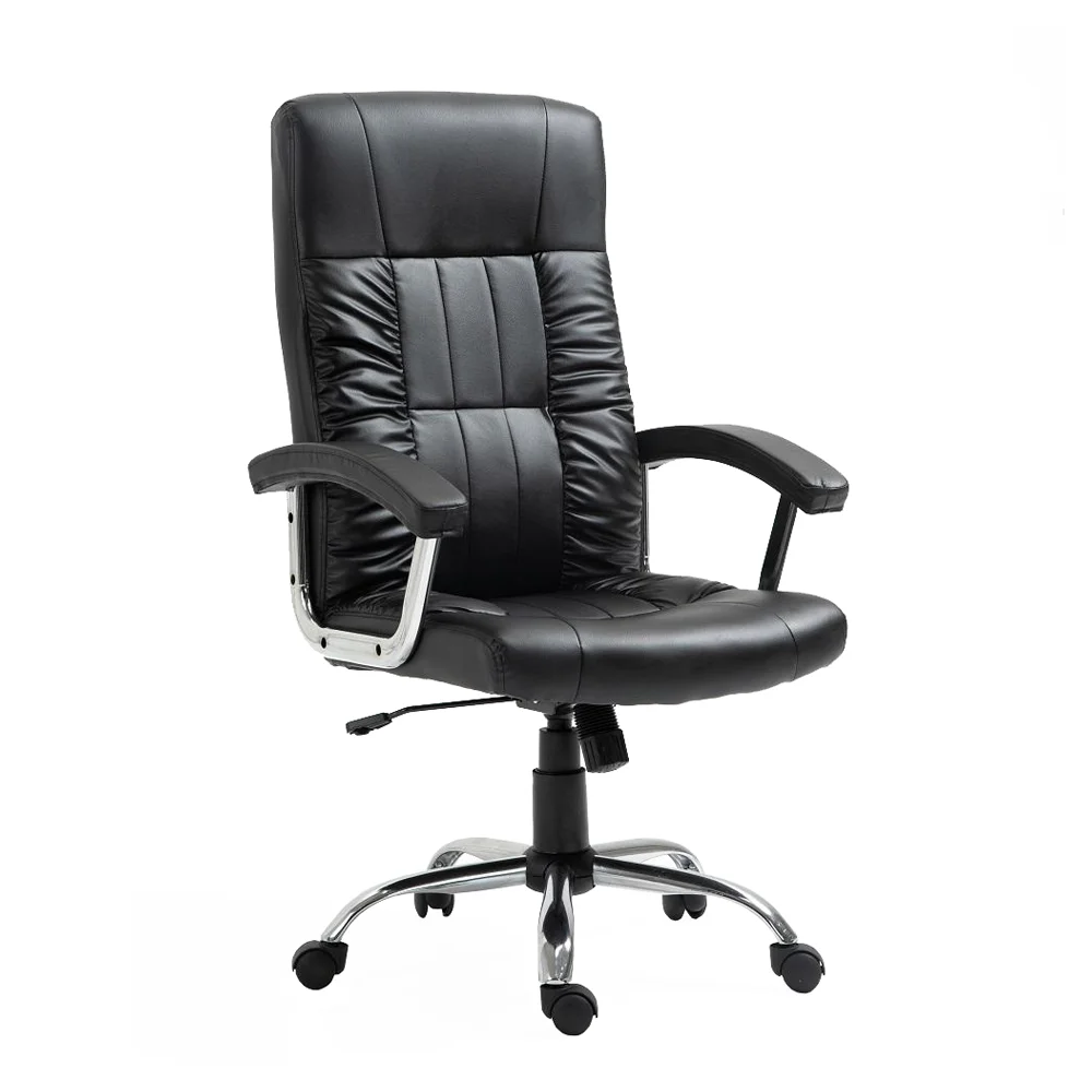 

Executive luxury black PU office chair with traditional design with swivel seat, adjustable height, sliding base