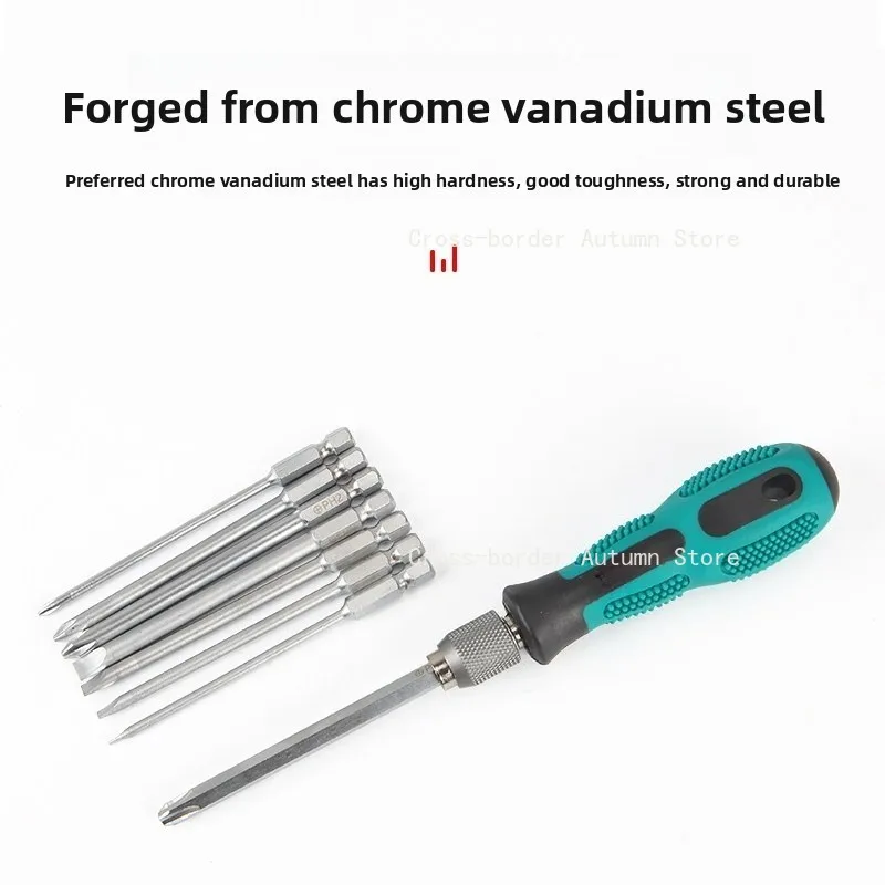 Screw batch set of 9 pieces, replaceable head, one-word cross screwdriver, screwdriver combination household maintenance tool