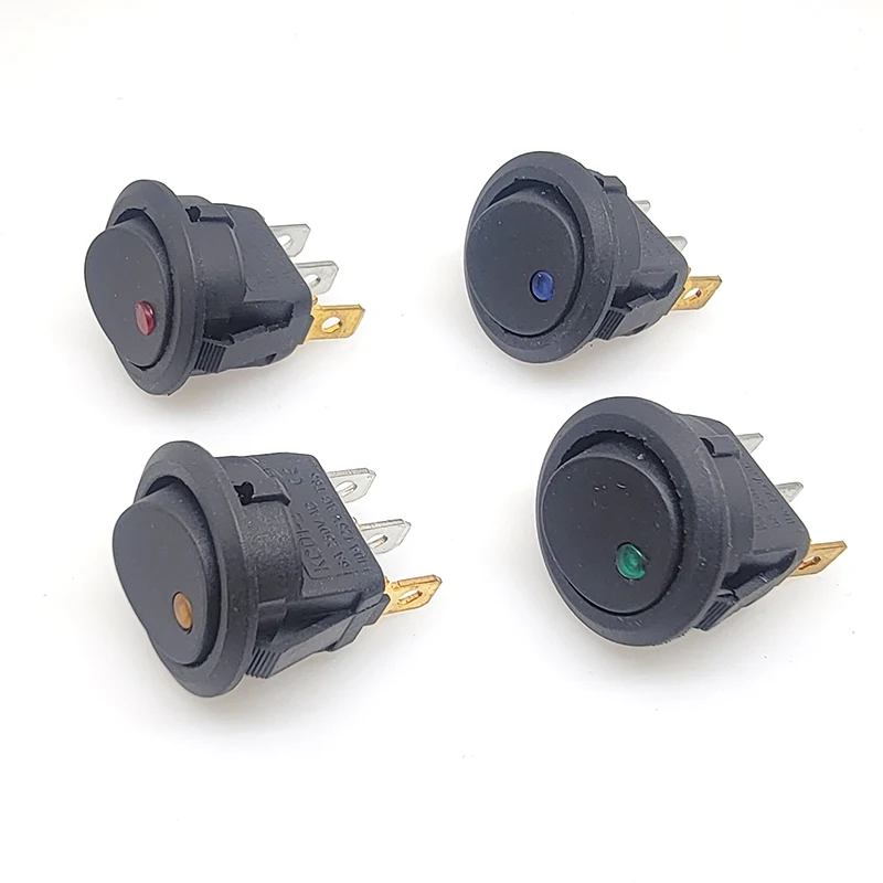 

5Pcs 250V Round Rocker Switch Toggle ON-OFF 2 Position 3 Pins Push Button Switches Electrical Equipment With Light Power KCD1