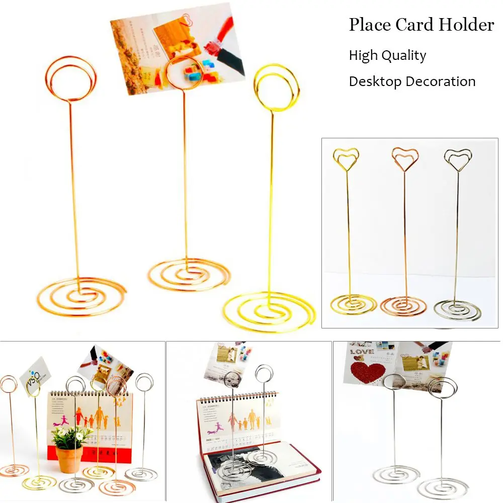 Fashion 1pc Metallic Desktop Decoration Wedding Supplies Paper Clamp Photos Clips Table Numbers Holder Place Card Clamps Stand