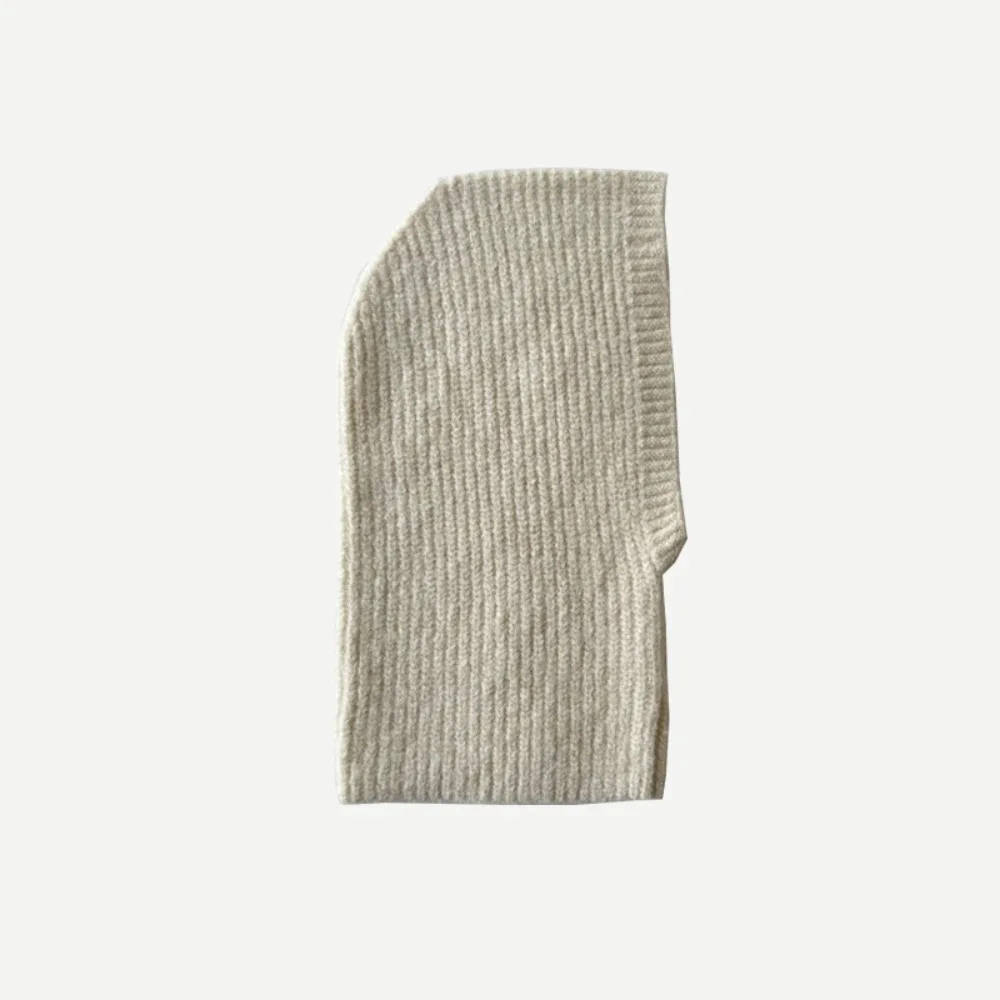 Cute Alpaca Wool Balaclava Hat Fleece Solid Color Knitted Hat Wool Blend Warm Pullover Hat Streetwear