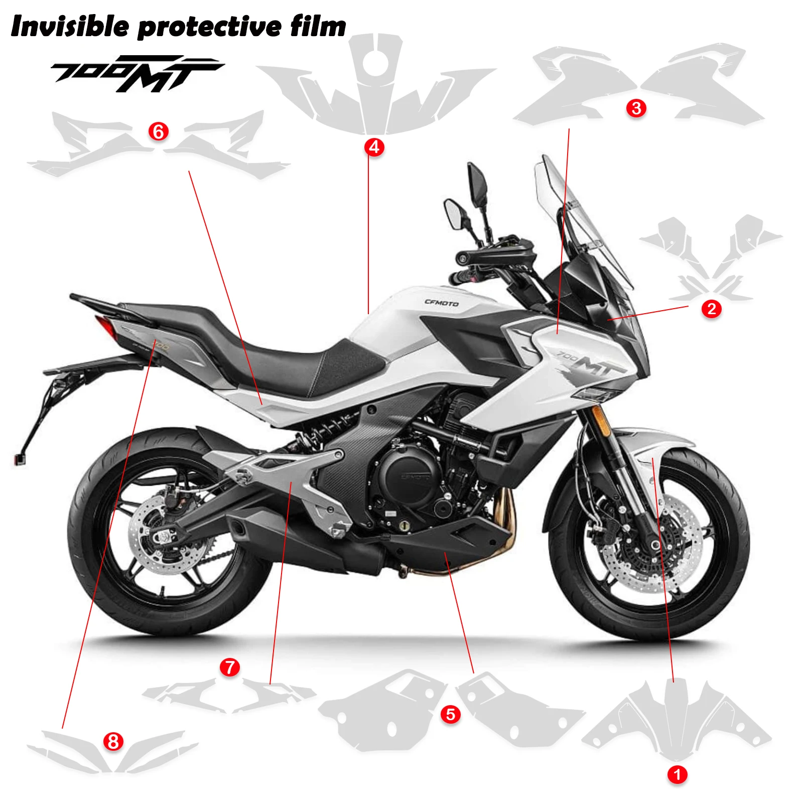 

700MT PPP Fairing Scratch resistant Protective film Full set Protective film Kit for CFMOTO 700 MT MT700 invisible car cover
