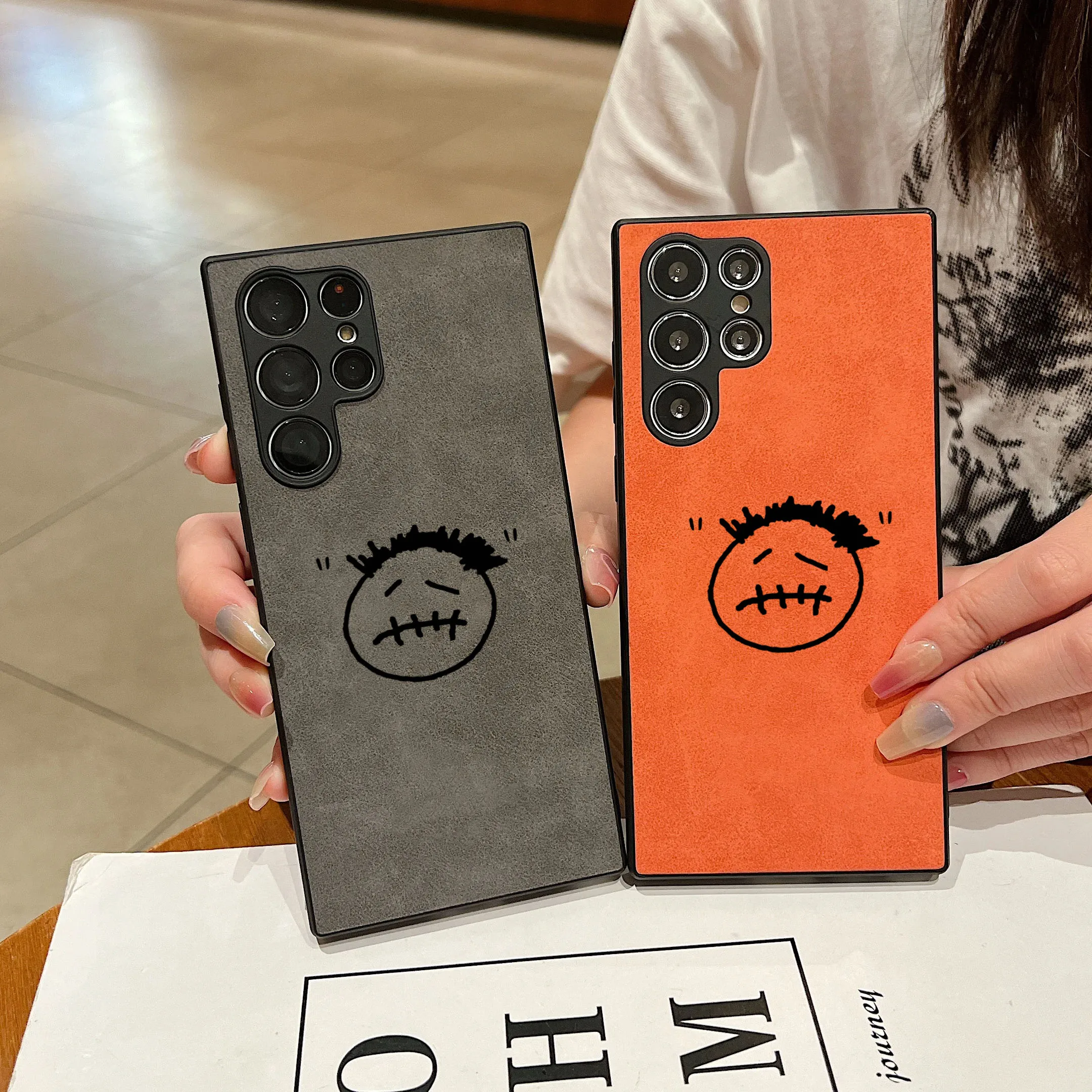 Streetwear-Leder-Silikon-Handyhülle für Samsung Galaxy S25 24 23 Ultra Plus, luxuriöse Anti-Drop-Funda-Modehüllen