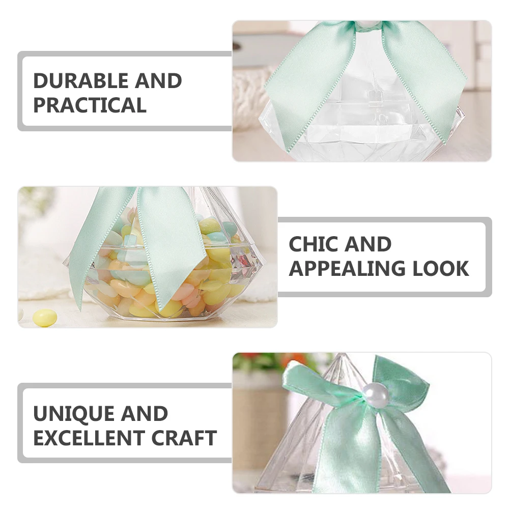 

12 Pcs Wedding C Plastic Container for Gifts Birthday Party Favors Diamond Shaped Bow Decoration C ies Sweets chocolates