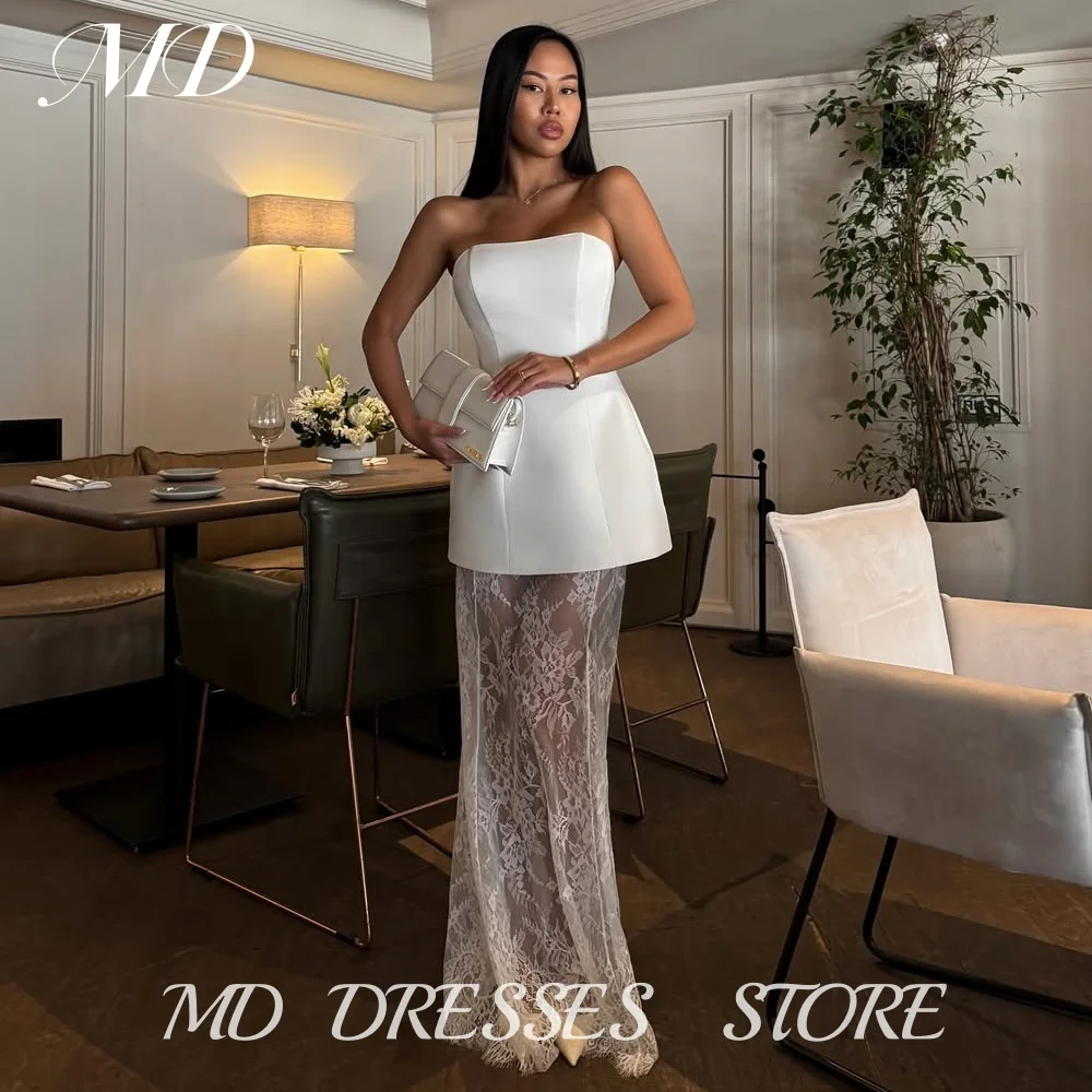 

MD Elegant Matte Satin Mermaid Wedding Dresses Lace Skirt Sleeveless Bridal Gown Floor-Length Vestidos De Novia Customized 2025