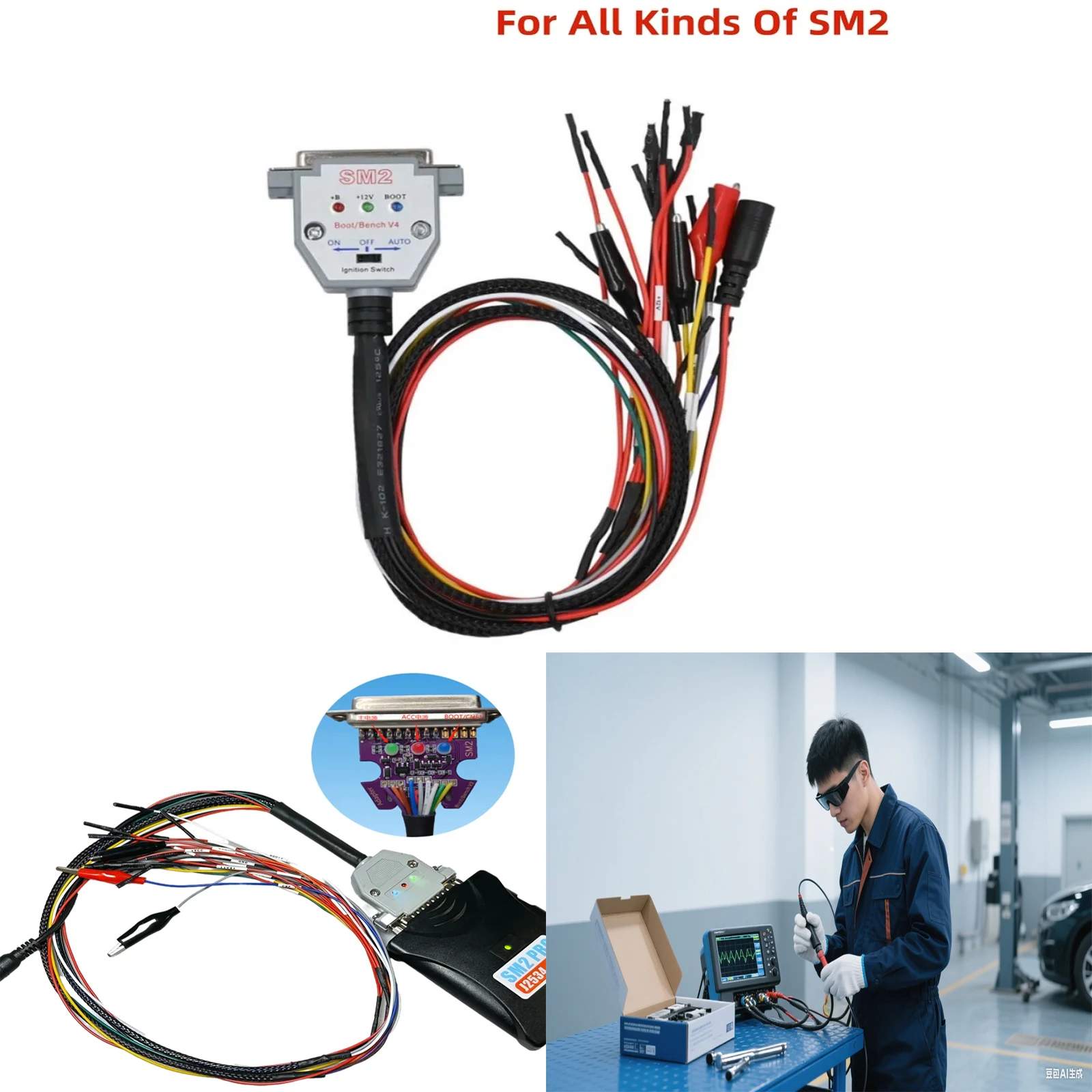 

Sm2 Pro J2534 3 Led Lights Cable Boot Bench Cable For Vci Read And Write Ecu Batt Vcc Kline Can-l Can-h Db25 Ecu Pinout Cable
