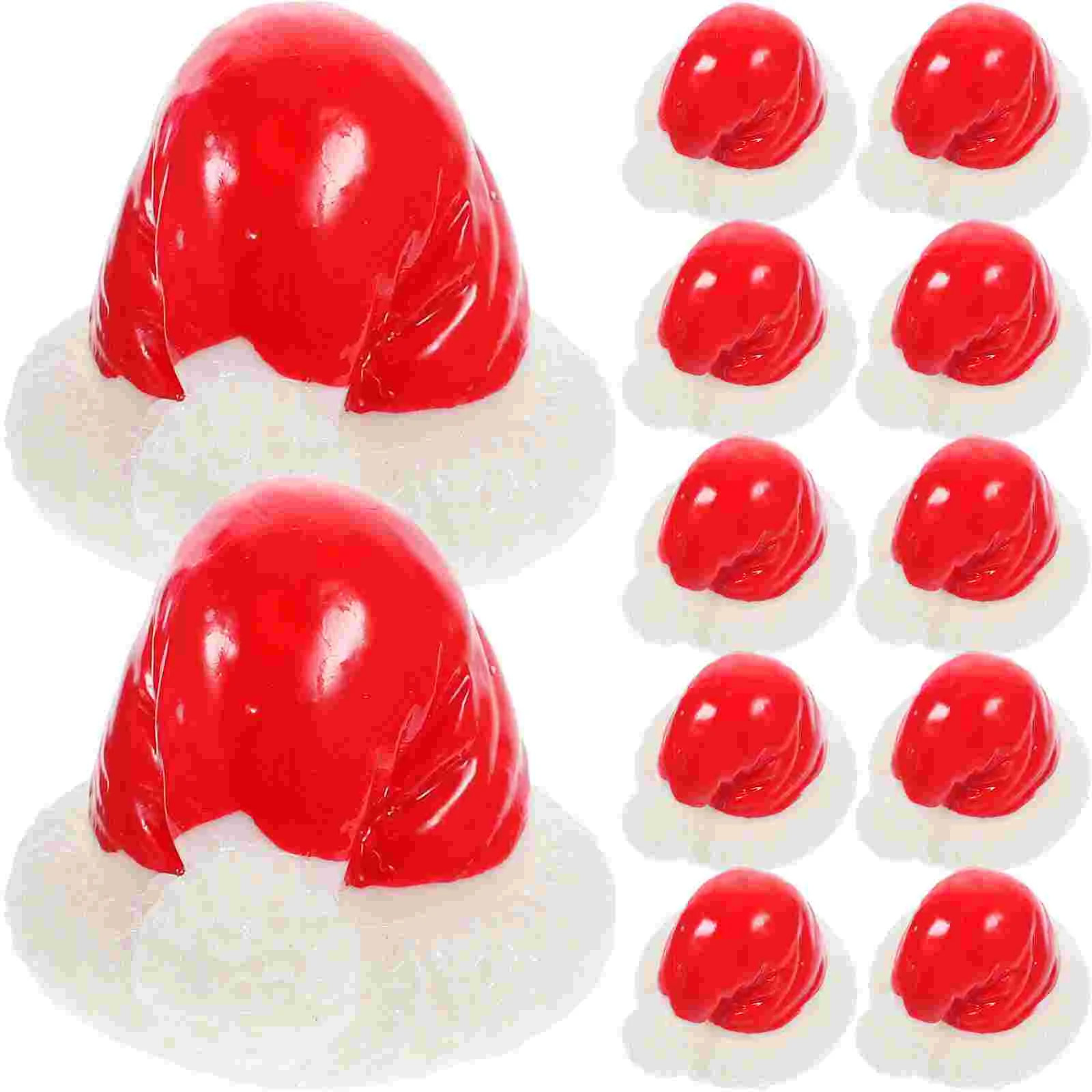 Micro Landscape Red Christmas Hat DIY Decoration Accessories Small Ornaments 12pcs (large Size) Decorations Miniature