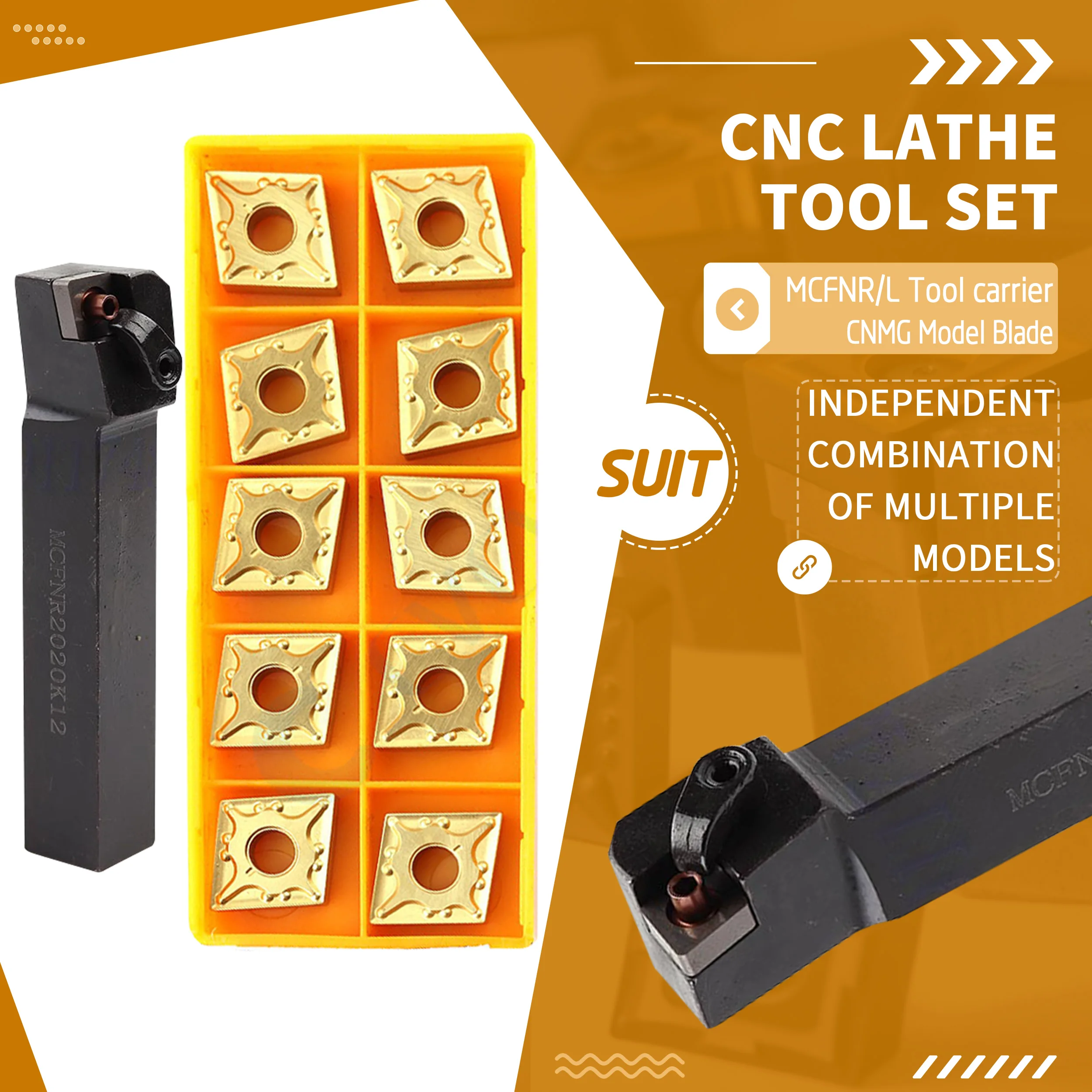 MCFNR2020K12 MCFNL2020K12 MCFNR2525M12 MCFNL2525M12 External Turning Tool Holder CNMG120408 Carbide Inserts CNC Lathe Tool Set